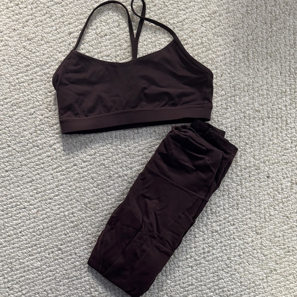 Brown Sports Bra and Leggings Set